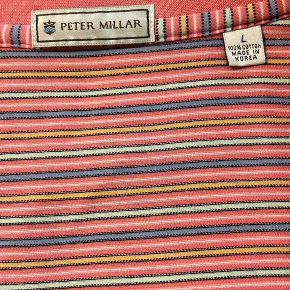 Peter Millar Mens Polo Striped Shirt Size Large 100% Cotton Preowned - Picture 8 of 9